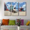 3 Panels Shipping Container Wall Art Truck with Industrial Container Cargo for Logistic Import Export Business Posters Print on Canvas for Living Room Bedroom Wall Decoration, 60" Wx40 H view 3