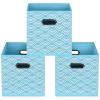 Yunkeeper Fabric storage bins Cubes, Fabric Cube Organizer with Handle, Foldable Cube Bins for Cloth or Accessary Storage, 11x11x11, Set of 3, (Blue clouds) view 1