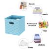Yunkeeper Fabric storage bins Cubes, Fabric Cube Organizer with Handle, Foldable Cube Bins for Cloth or Accessary Storage, 11x11x11, Set of 3, (Blue clouds) view 3