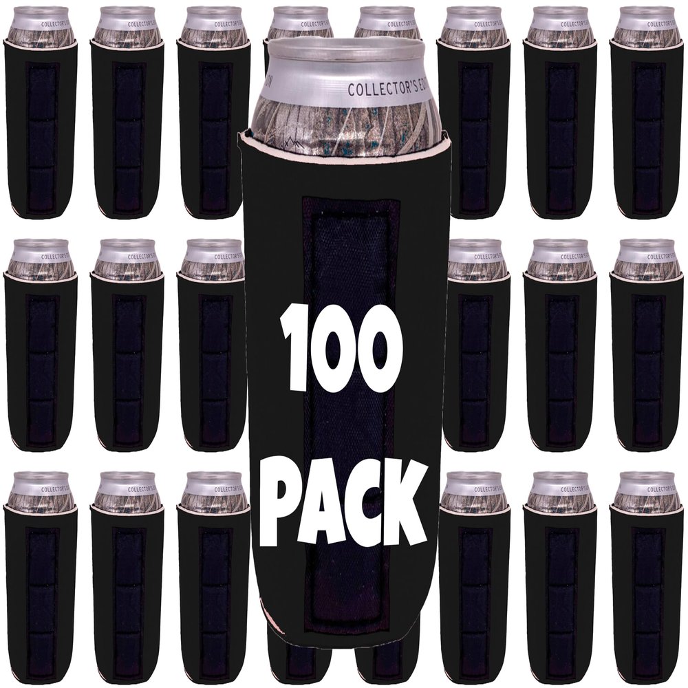 Blank Magnetic Can Coolie (100 Pack, Black)