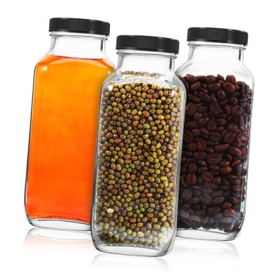 balacoo Glass Bottles for Juicing Milk Storage 3 Clear Glass Milk Bottles with Sealed Lids Leakproof for Kitchen