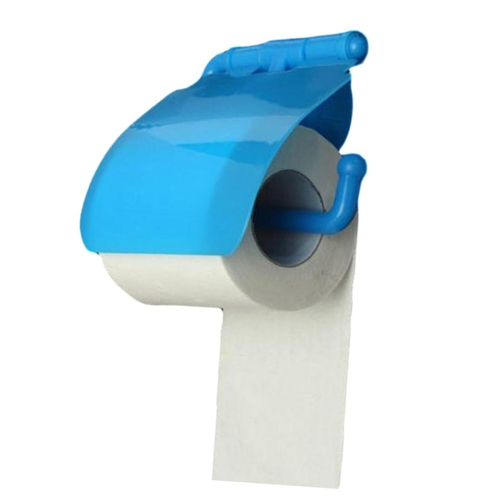 Wall Mounted Tissue Box Holder with Cover, Blue Plastic U-Shape