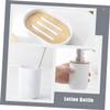 Amosfun Toothbrush Holder Over Toilet Bathroom Organizer Bamboo Plastic Storage Tooth Brushing Cup Soap Plate Lotion Bottle Tidy Stylish view 4