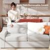 ABCASA 85" Oversized 3-Seater Couches for Living Room,Modern Linen Sofa with Removable Cover, Wide Armrest, Solid Wood Frame, Loveseat Sofa for Bedroom Office Apartment, Easy to Assemble, Ivory view 3