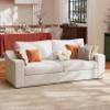ABCASA 85" Oversized 3-Seater Couches for Living Room,Modern Linen Sofa with Removable Cover, Wide Armrest, Solid Wood Frame, Loveseat Sofa for Bedroom Office Apartment, Easy to Assemble, Ivory view 4