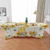 sunflower 8FT Spandex Tablecloth for Rectangular Table Washable Stretch Fitted Table Cover 8ft Vintage American Country Farmhouse Gnome with Sunflowers Bee Table Cloth for Party, Wedding, Banquet view 2