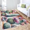 Machine Washable Rug 3x5, Plant Cactus Flower Green Washable Area Rugs with Non Slip Rugs for Living Room Bedroom Rug Carpet Stain Resistant, Home Decor Office Rug view 1