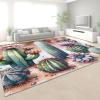 Machine Washable Rug 3x5, Plant Cactus Flower Green Washable Area Rugs with Non Slip Rugs for Living Room Bedroom Rug Carpet Stain Resistant, Home Decor Office Rug view 3