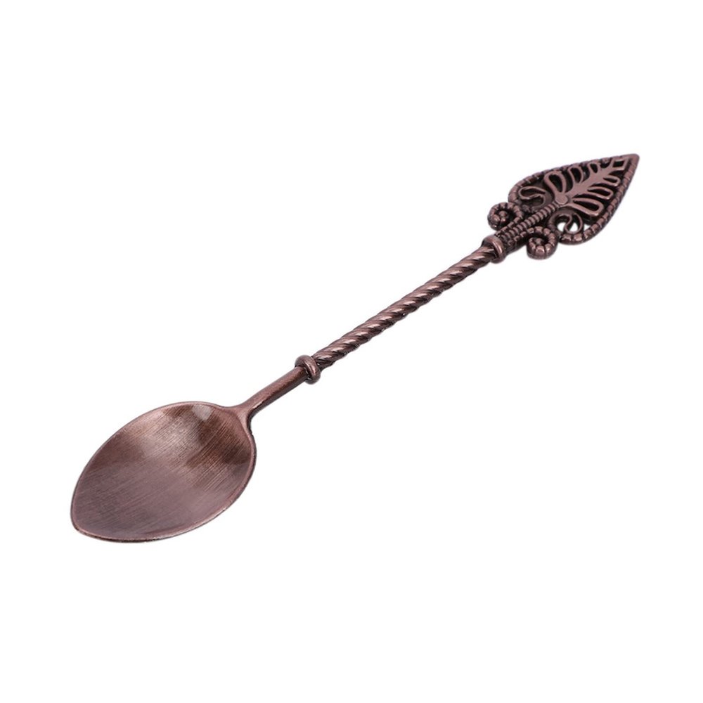 LEIXIUSM , Teaspoons Retro Coffee Spoon Sugar Tea Dessert Cake Spoons Mini Carved Ice Cream Teaspoon Small Alloy Teaspoon Cutlery Accessories