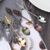 LEIXIUSM , Teaspoons Retro Coffee Spoon Sugar Tea Dessert Cake Spoons Mini Carved Ice Cream Teaspoon Small Alloy Teaspoon Cutlery Accessories view 2