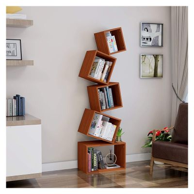 Book Shelf Bookcase Storage Display Bookshelf 5 Tiers Bookshelf Creative Stacking Square Bookshelf Home Storage Rack Bookcase Office Decoration Display Rack for CDs/Movies/Books/Display Shelves ( Colo