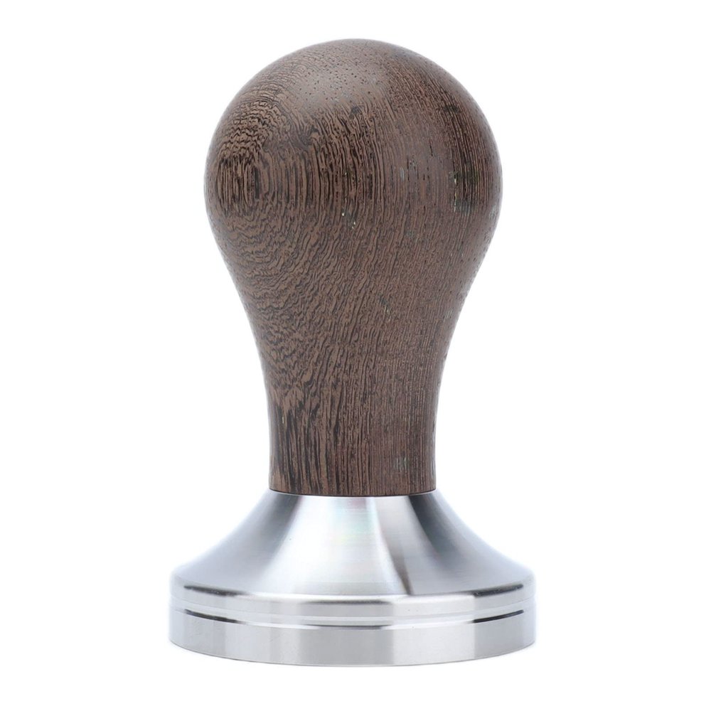 TANIQIACA 53mm Stainless Steel Coffee Tamper with Wooden Handle Coffee Powder Hammer Press Tool Accessory