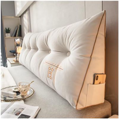 ZTGL Large Headboard Wedge Pillow Bed Rest Reading Pillow Bolster Triangular Pillow for Sitting in Bed-Backrest Positioning Support Pillow Long Pillow for Daybed,Beige,60 * 50 * 20cm