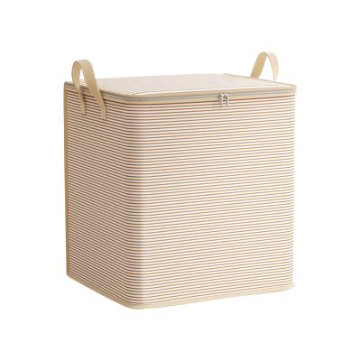 BILIKEYU Houndstooth Storage Bag Large Capacity Folding Clothes Portable Wardrobe Sorting Clothes Storage Box With Reinforced Handle Zipper For Home Comforters Pillow Blanket Bedding Quilt (Khaki, L)