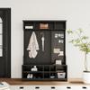 VilroCaz 4-in-1 Wide Hall Tree with Shoe Bench, Coat Rack, Shoe Storage, Storage Shelves and Pegboard, Wood Entryway Coat Hanger for Hallways Halls Living Room (Black-757) view 1
