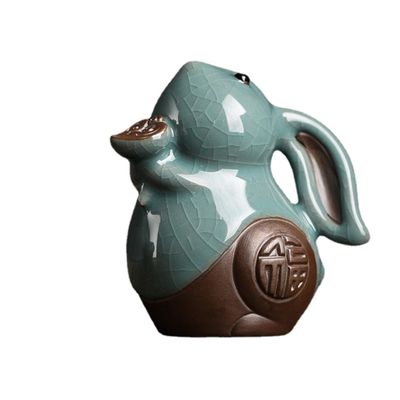 Deanvzes Creative Ceramic Tea Pet Rabbit Ornaments Twelve Zodiac Rabbit Year Mascots Cute Little Rabbit Tea Ceremony Crafts (A)