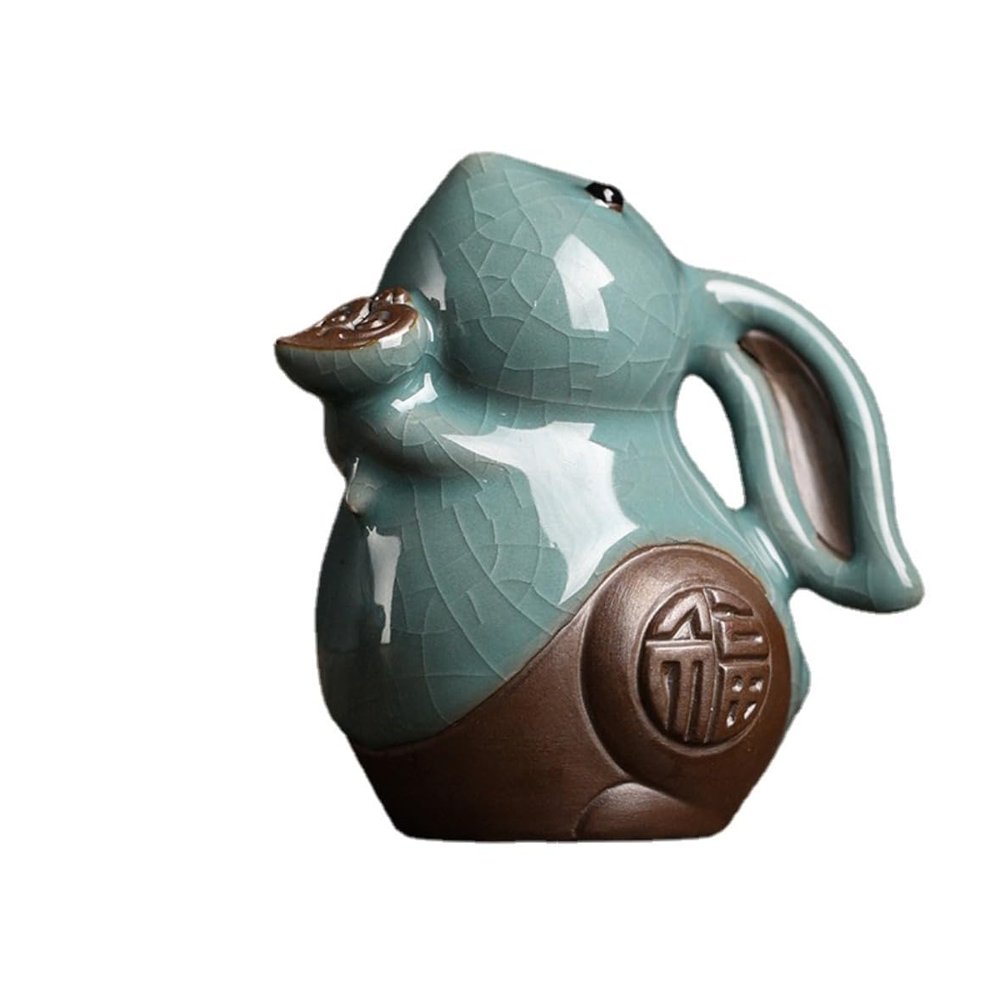 Deanvzes Creative Ceramic Tea Pet Rabbit Ornaments Twelve Zodiac Rabbit Year Mascots Cute Little Rabbit Tea Ceremony Crafts (A)