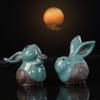 Deanvzes Creative Ceramic Tea Pet Rabbit Ornaments Twelve Zodiac Rabbit Year Mascots Cute Little Rabbit Tea Ceremony Crafts (A) view 2