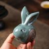 Deanvzes Creative Ceramic Tea Pet Rabbit Ornaments Twelve Zodiac Rabbit Year Mascots Cute Little Rabbit Tea Ceremony Crafts (A) view 3