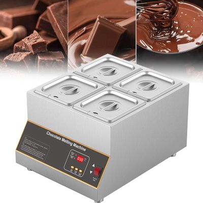 CHIPEL Commercial Chocolate Tempering Machine,Chocolate Warmer Boiler, Chocolate Melter, 500W Hot Chocolate Cream Tempering Machine 0~85, Chocolate Melting Pot (Color : 4tank)