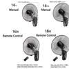 HSPLXYT 16" Oscillating Wall Mount Fan,18" Industrial Wall Mount Fan,3 wind speeds for domestic, commercial and industrial use (manual/remote control),Adjustable Head (Color : Manual, Size : 16in) view 2