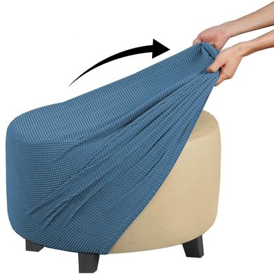 Round Ottoman Cover Stretch Xxl Xl 40x40 18 16 14 13in Footstool Furniture Protector Washable Footrest Slipcover Removable Folding Storage Covers with Nonslip Elastic Bottom ( Color : 3 , Size : XL )