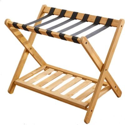 YUSIWOAL Bamboo Folding Luggage Rack Suitcase Stand, Bedroom Luggage Shelf Multifunctional Suitcase Tray Shelf Shoe Rack, for Hotel/Bedroom/Guest Room (Size : 1pcs)