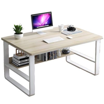 IBONSON Desk Organizers Home Desktop Laptop Desk Modern Office Study Workstation with Storage Rack, Sturdy U Shape Steel Frame Writing Desk Standing Desk (Color : C, Size : 100 * 60 * 72cm)