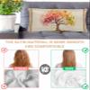 Abstract Plant King Pillow Cases, Gradient Leaves Tree Linen Texture Satin Pillow Case Cover with Smooth Hidden Zipper Closure, Soft Throw Pillow Covers Cases for Home Decoration 20 X 40 Inches view 4