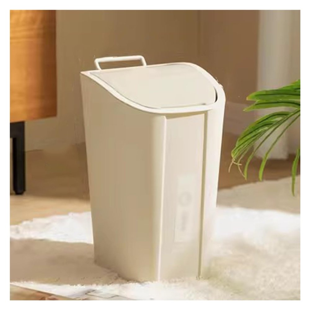 thalo Bathroom Waste Bin Plastic Trash Can Waste Paper Basket with Lid for Living Room Kitchen Office Kitchen Garbage Bin (Size : D)