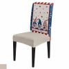 Dining Room Chair Covers, Independence Day Gnome American Flag Star Vintage Red Plaid Blue Stretch Parsons Chair Slipcovers Removable Kitchen Chair Protector Cover Set of 8 view 1
