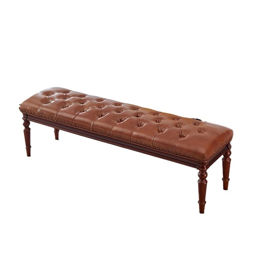 Bedroom End of Bed Bench Upholstered Bedroom Benches Leather Footrest Stool Accent Bench for Entryway Dining Room Living Room Bedroom End of Bed Ottoman Couch Bench ( Color : Brown , Size : 150*41*46c