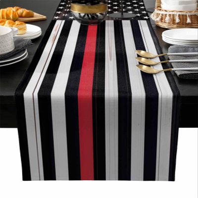 4th of July Table Runner Patriotic Memorial Day Independence Day Table Runner Kitchen Burlap Dresser Scarves Vintage American Flag Red Lines Table Runners for Dinning Tables Decor 13"x48"