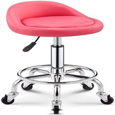 Stool with Wheels Adjustable Stool Swivel Shop Chair Rolling Salon Stool (Pink)