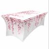 SEVENBABU Leaf 8FT Spandex Tablecloth for Rectangular Table Washable Stretch Fitted Table Cover 8ft American Country Style Plant Leaves Gradient Pink Table Cloth for Party, Wedding, Banquet view 2