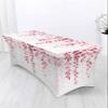 SEVENBABU Leaf 8FT Spandex Tablecloth for Rectangular Table Washable Stretch Fitted Table Cover 8ft American Country Style Plant Leaves Gradient Pink Table Cloth for Party, Wedding, Banquet view 4