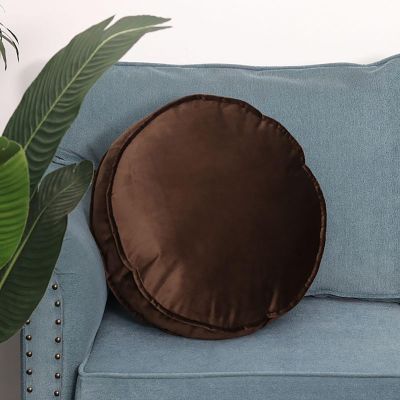 ANYEI Plush Round Pillow - Soft and Comfortable Velvet Simple Pillow for Stylish Living Environment (Brown)