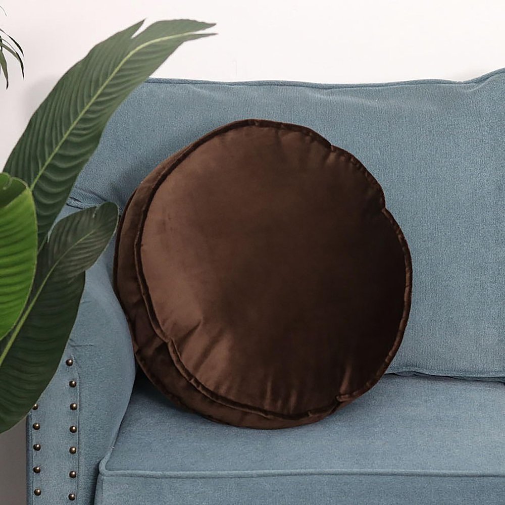 ANYEI Plush Round Pillow - Soft and Comfortable Velvet Simple Pillow for Stylish Living Environment (Brown)