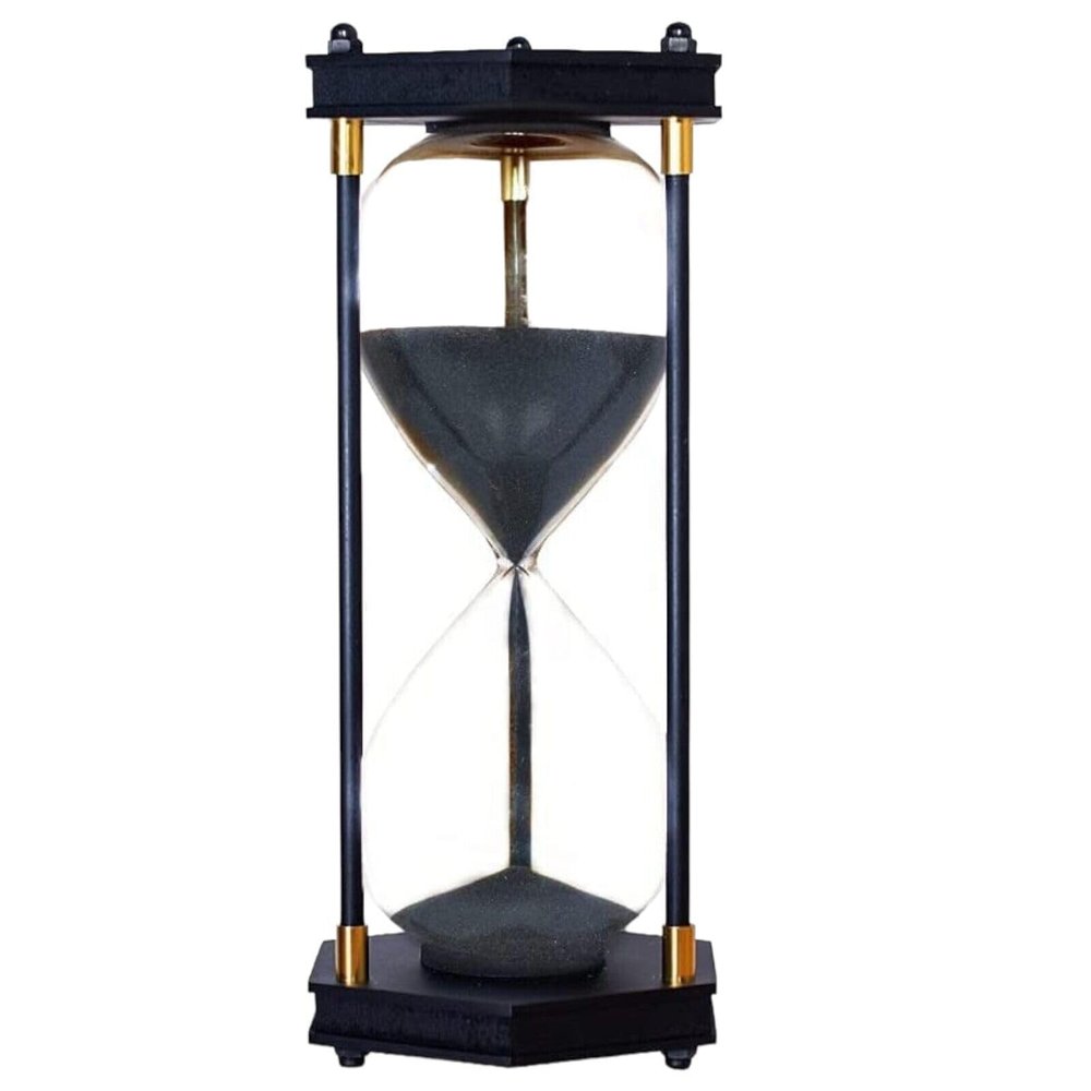 Large 10 Inch Wooden Sand Clock Hexagon Nautical Hourglass Sand Timer 30 Minute.