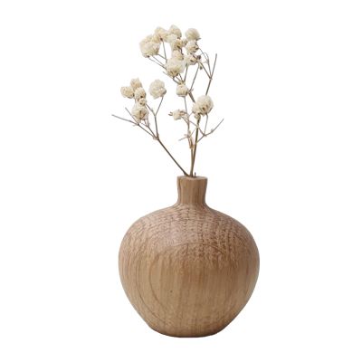 Mokylor Round Wood Vase for Decor, Elegant Grain Round Shaped Stained Mango Tree Wooden Dried Flower Vase, Handmade Table Flower Vases Decorative for Living Room Office Farmhouse Decorations (C)