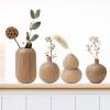 Mokylor Round Wood Vase for Decor, Elegant Grain Round Shaped Stained Mango Tree Wooden Dried Flower Vase, Handmade Table Flower Vases Decorative for Living Room Office Farmhouse Decorations (C) view 4
