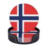 6 Pack Norway Flag Leather Coaster with Holder for Drinks- Heat Resistant Non-Slip National Flag Funny Coasters for Wooden Table Coffee Bar Kitchen Decor Housewarming, Set of 6 view 1
