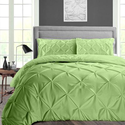Sage Twin Comforter Set - 7 Piece Pinch Pleated Bed in a Bag - 600 Thread Count 100% Egyptian Cotton Bedding Set - (19 inch Deep Pocket Sheet Set and 500GSM Comforter)