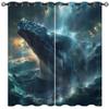 ONINUO Whale Blackout Curtains for Girls Boy Home Decor, Ocean Sea Animal Underwater Nautical Waves Grommet Thermal Insulated Drapes Darkening Window Curtain for Bedroom Living Room, 63 x 63 Inch view 1