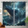 ONINUO Whale Blackout Curtains for Girls Boy Home Decor, Ocean Sea Animal Underwater Nautical Waves Grommet Thermal Insulated Drapes Darkening Window Curtain for Bedroom Living Room, 63 x 63 Inch view 2