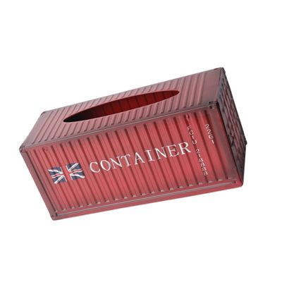 Ciieeo Vintage Container Tissue Box Holder for Home Decor Retro Desktop Napkin Organizer Metal Tissue Box for Living Room and Office (Red Flag Pattern)