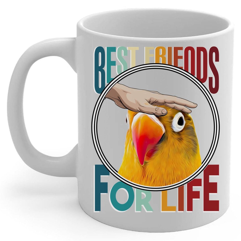 Agapornis Fischer's Lovebird And Owner Friendship Coffee Mug White Ceramic Tea Cup 11oz