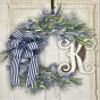 Lavender and Lamb's Ear Monogram Initial Front Door Wreath with Choice of Bow on Grapevine Base-Handmade in the USA view 2