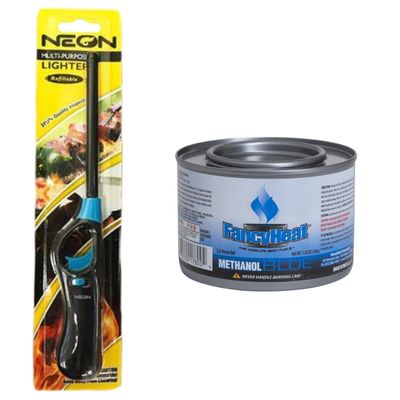 HomeLoft Basics QuickFlame Chafing and Fondue Fuel with Lighter (12-5.5 oz. cans), Clear