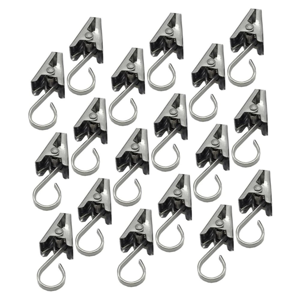 Amosfun 100pcs Stainless Steel Curtain Clips Use Hooks for Shower and Window Curtains Resistant Non-Slip Design for Home and Bathroom Decor